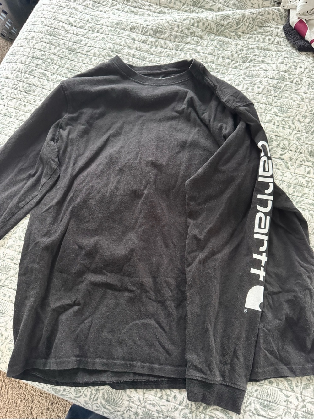 Carhartt Black Long-Sleeve Tee with White Sleeve Logo